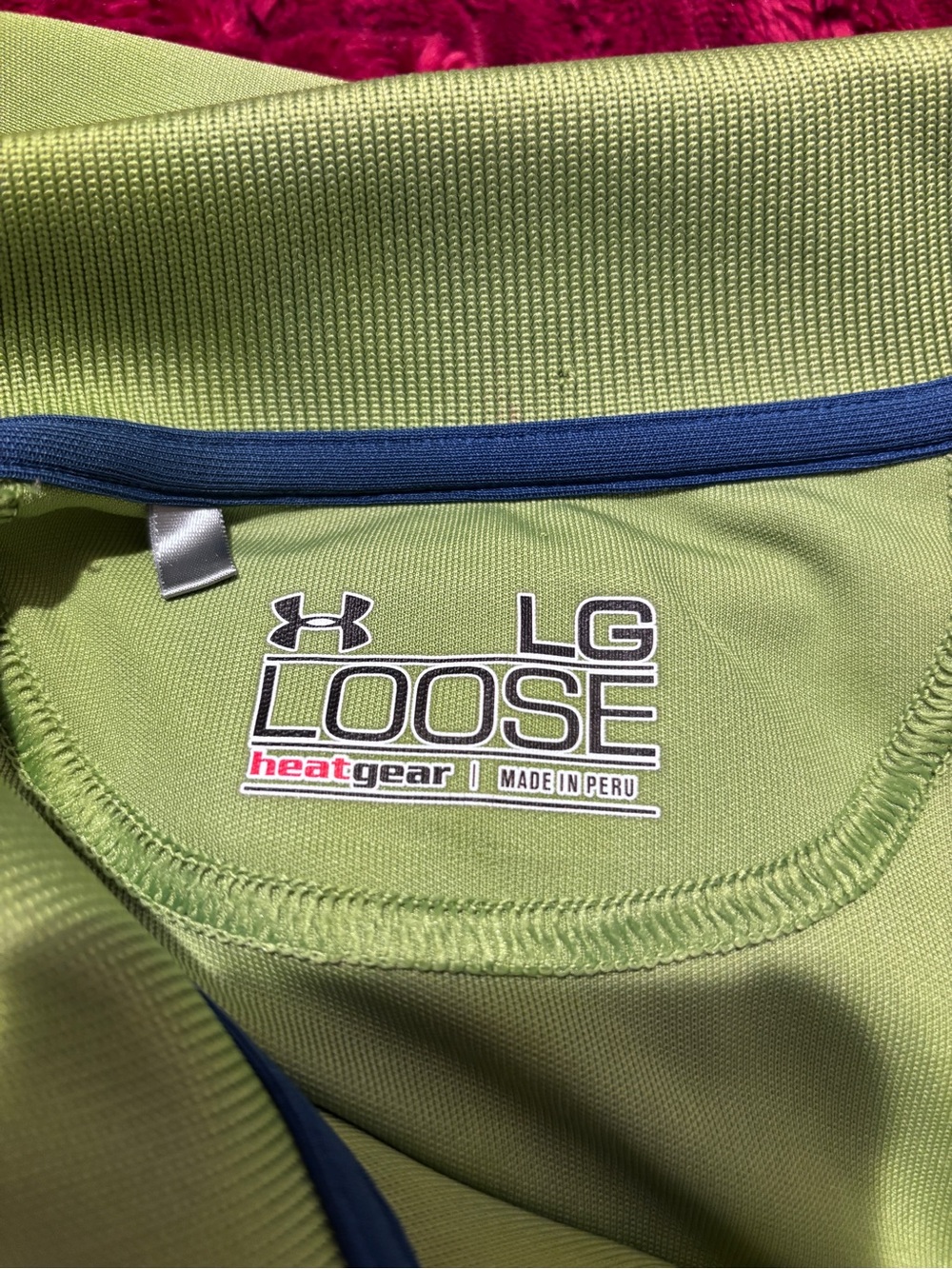 Under Armour Green Large SunmerPolo Shirt Heat Gear Loose with Blue Logo 50 x 29 - Picture 7 of 10
